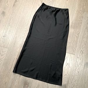 Topshop Black satin bias cut long skirt